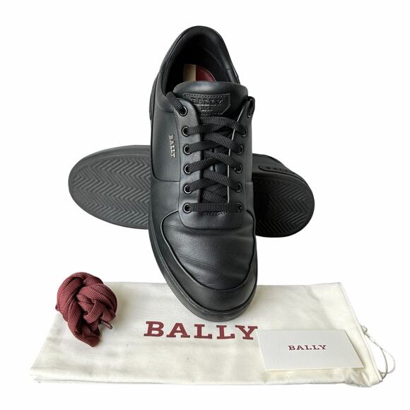Bally Men Manny Black Calf Leather Lace Up Sneakers Size 12
